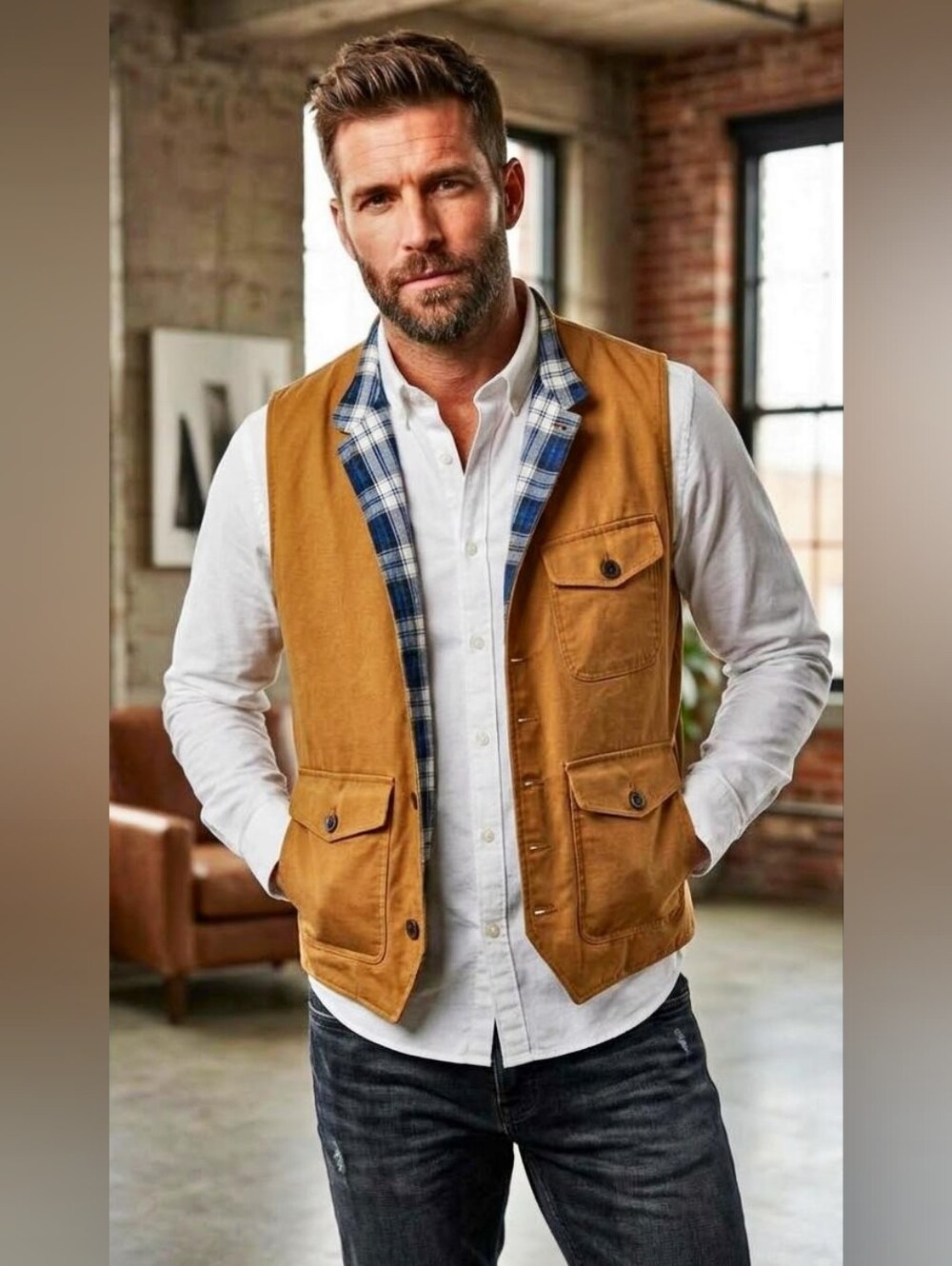 Par Simons le31 vision organic cotton, large vest and dress shirt xl